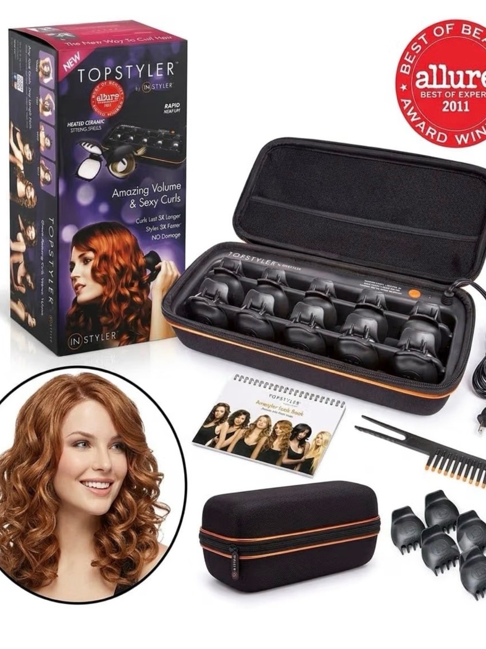Heated Ceramic Curling Set – Black